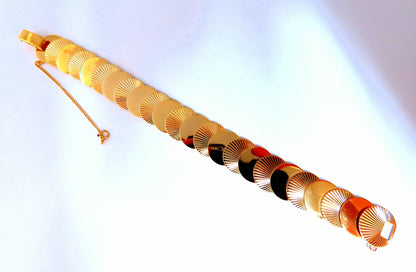 Vintage Circular Disc & Ray Link Bracelet 14kt Gold *v