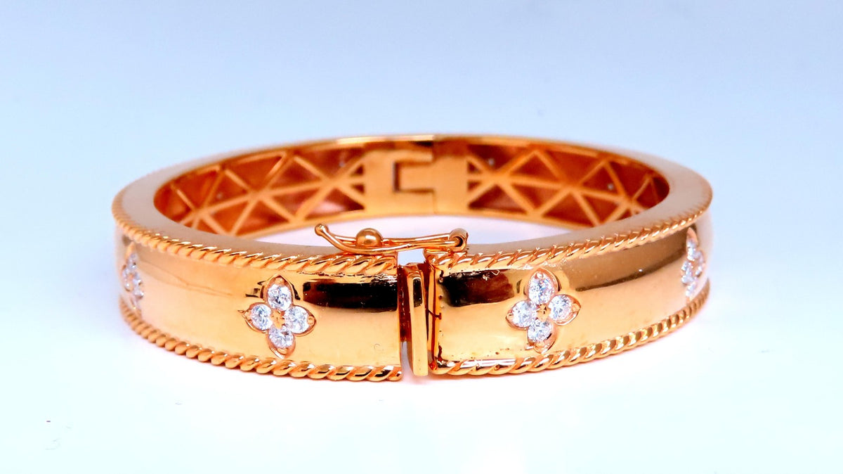 1.40ct Clover Natural Diamonds Bangle Bracelet 14kt 95547 *v