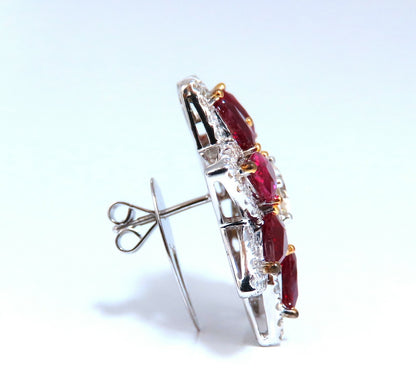 Magnificent 18.60ct GIA Certified Diamond Ruby Cluster Earrings 18kt *v