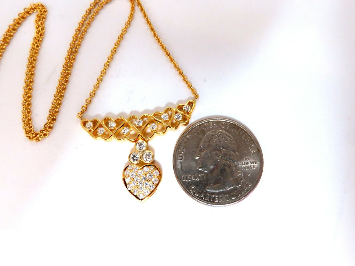 1ct Diamonds Heart Patterned Necklace 14 Karat *v