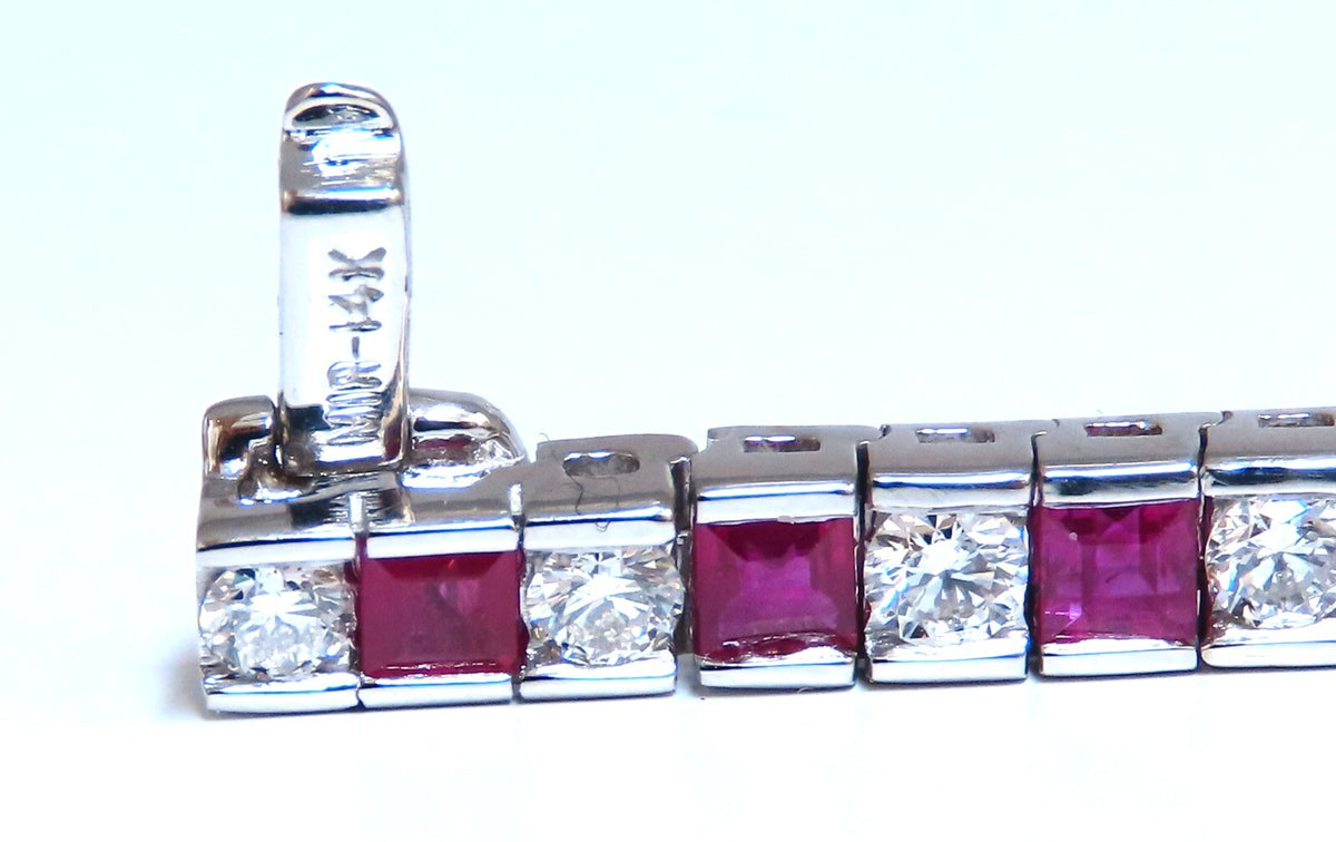 10.03ct Natural Ruby Diamonds Alternating Channel Line Bracelet 14kt *v