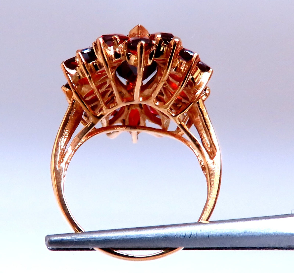 7ct Natural Garnet Cluster Ring 10kt Gold *v
