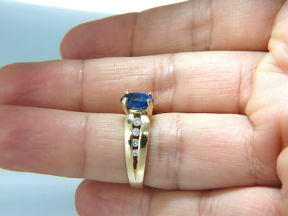 GIA Certified 2.66ct natural no heat sapphire diamond ring 14kt. unheated blue*v