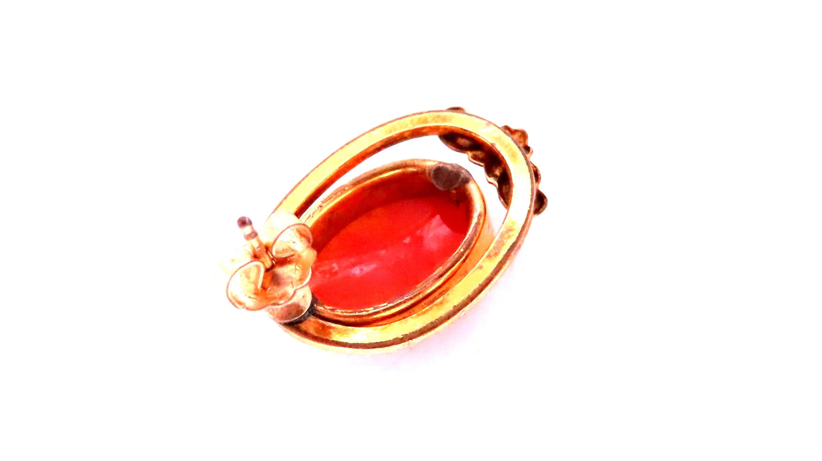 Vintage Carved Cameo Madonna Earrings 14kt Gold 12621 *v