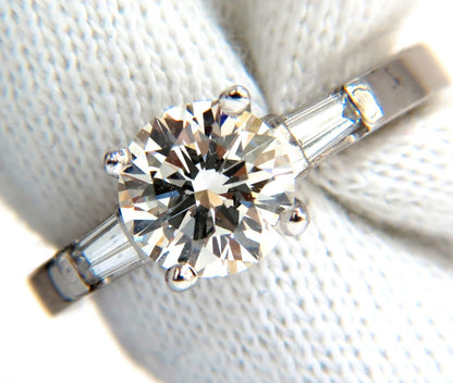 GIA 1.51ct. Round Brilliant Excellent cut diamond .30ct baguette ring Platinum*v