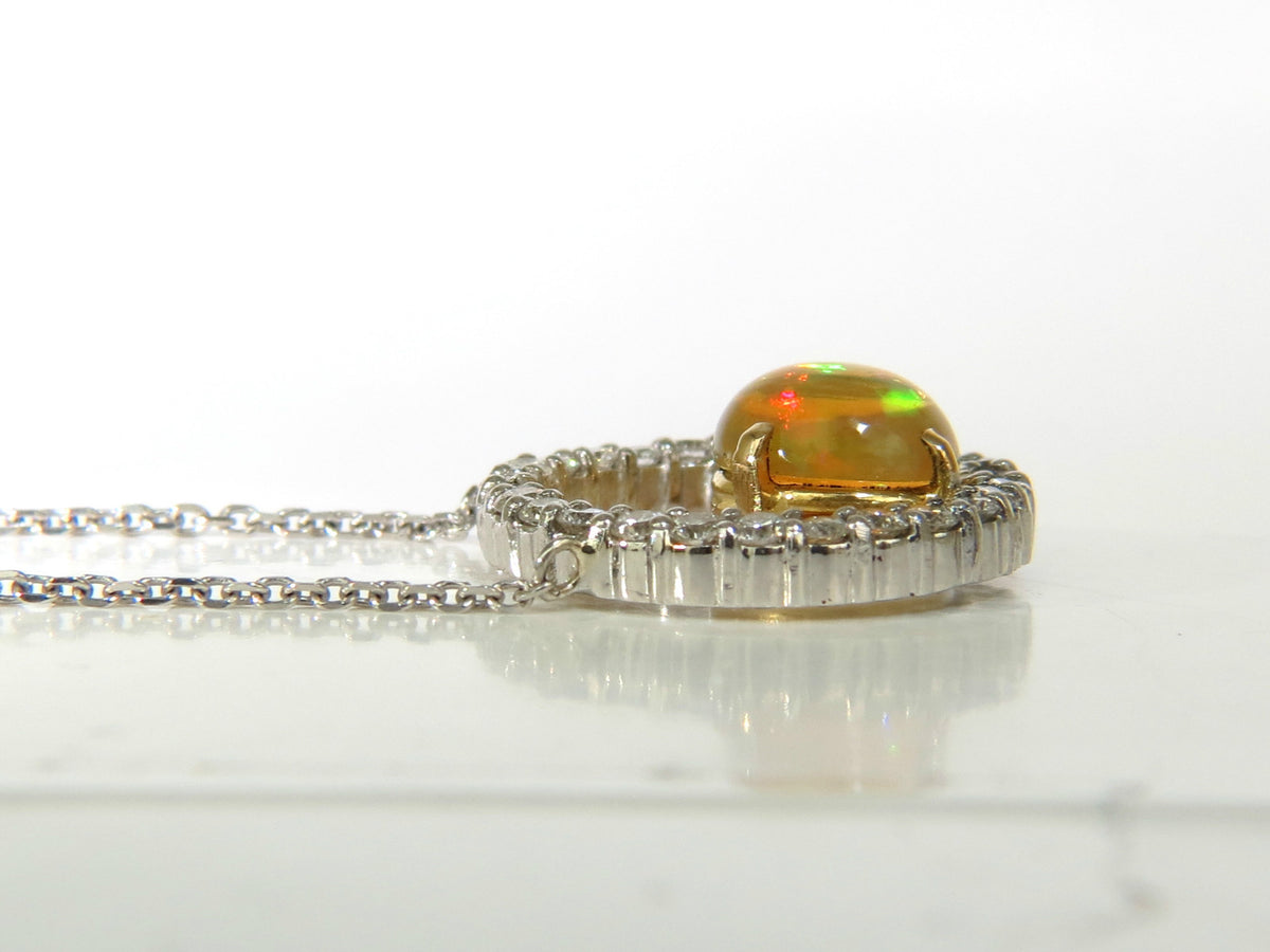 2.60CT NATURAL VIBRANT OPAL DIAMOND NECKLACE 14KT *v