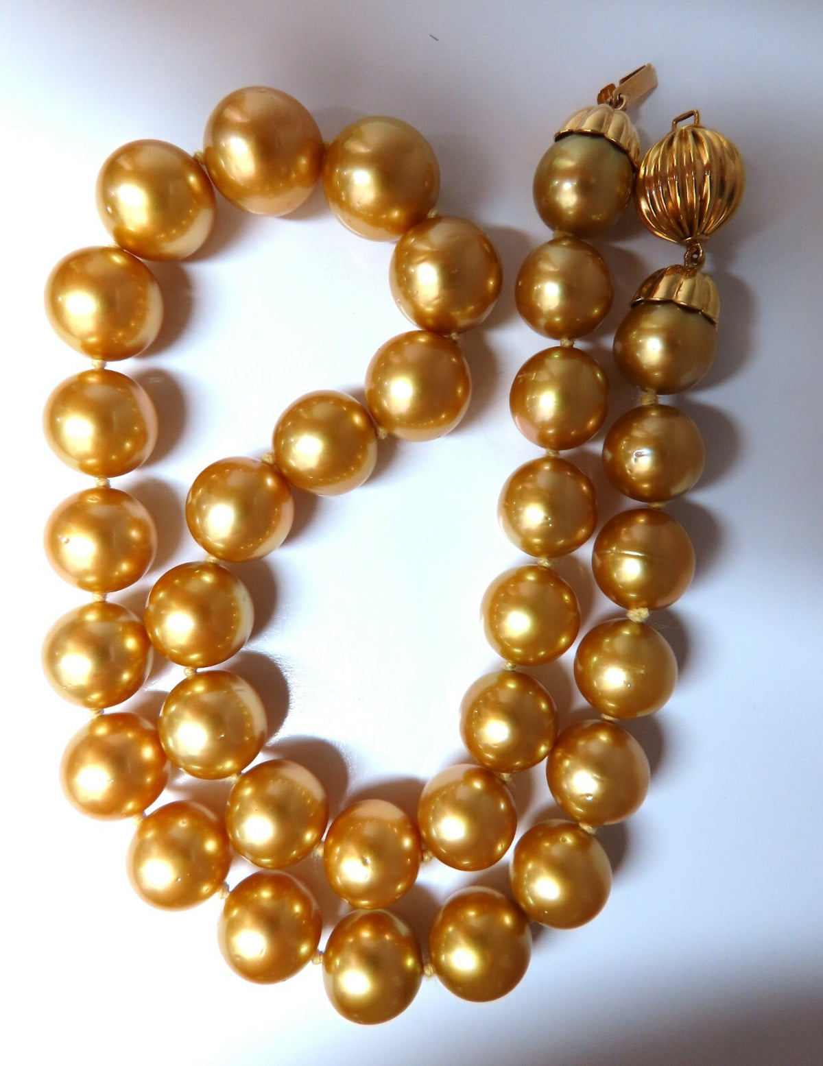GIA certified Natural South Sea Golden Pearls Necklace 14mm *v