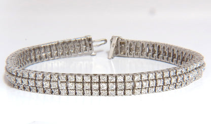 5.50ct natural round brilliant diamonds three row tennis bracelet 14kt gold *v