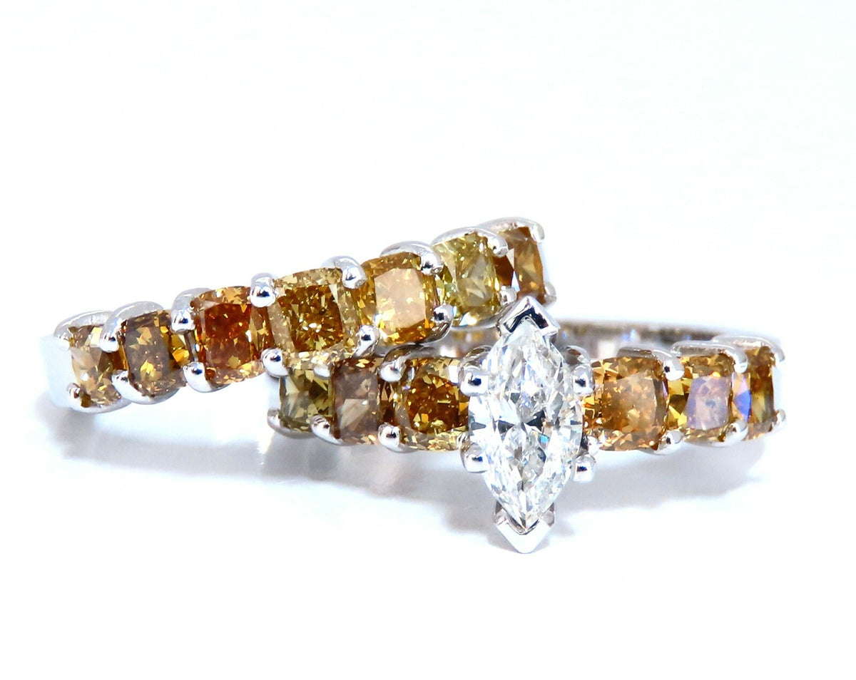GIA Certified .50ct Natural Marquise & Fancy Color Diamonds Ring *v