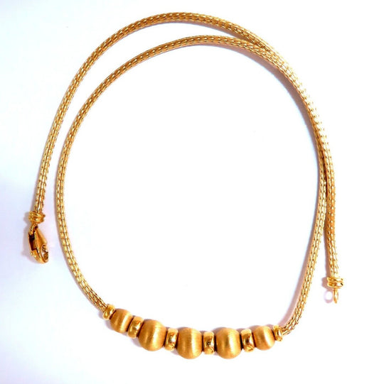 Brushed Rolling Ball Bead Necklace 18kt 15 Grams 16.5 inch *v