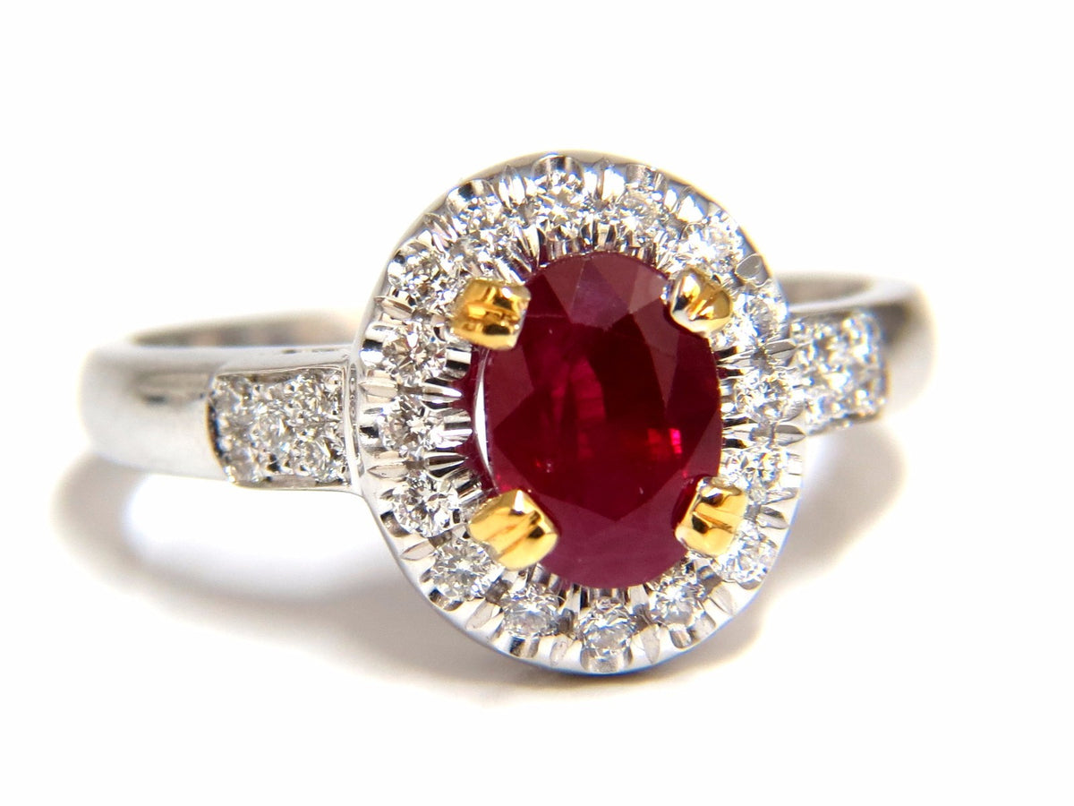 GIA Certified 1.63ct Burma Natural Ruby Diamond Ring 18kt Vivid Red *v