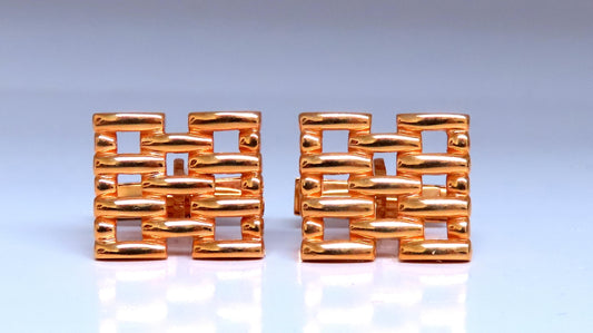 Staggered Brick Form Mens 14kt gold executive cufflinks 12362 *v