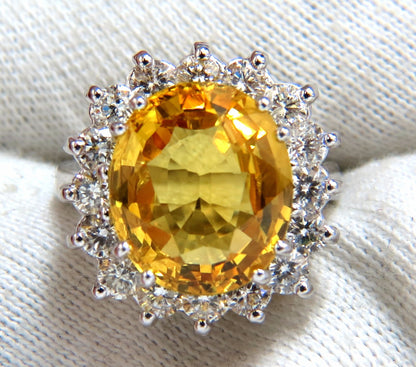 11.81ct Natural Yellow Sapphire diamonds ring 14kt Canary Bright *v