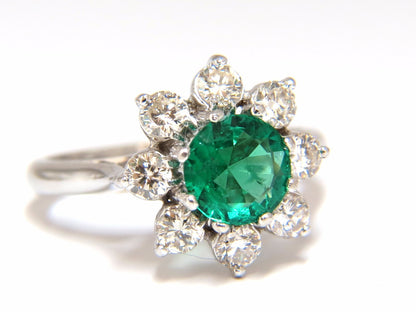1.72ct natural vivid bright green emerald diamonds ring 14kt *v