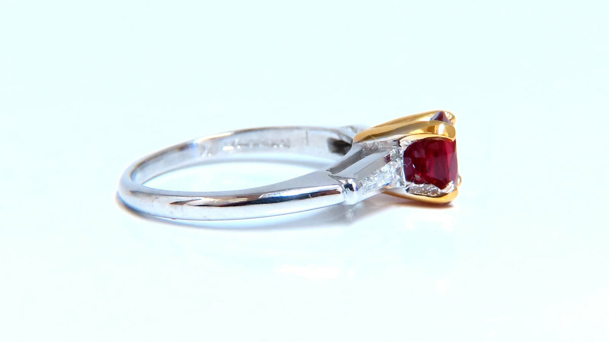 GIA Certified Ruby .99ct  Diamond ring Platinum Vivid Red Prime *v