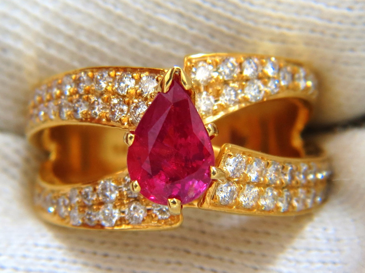 AIGS Certified 2.16ct Natural No Heat Ruby Diamonds ring 14kt SPlit Shank *v