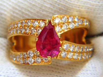 AIGS Certified 2.16ct Natural No Heat Ruby Diamonds ring 14kt SPlit Shank *v