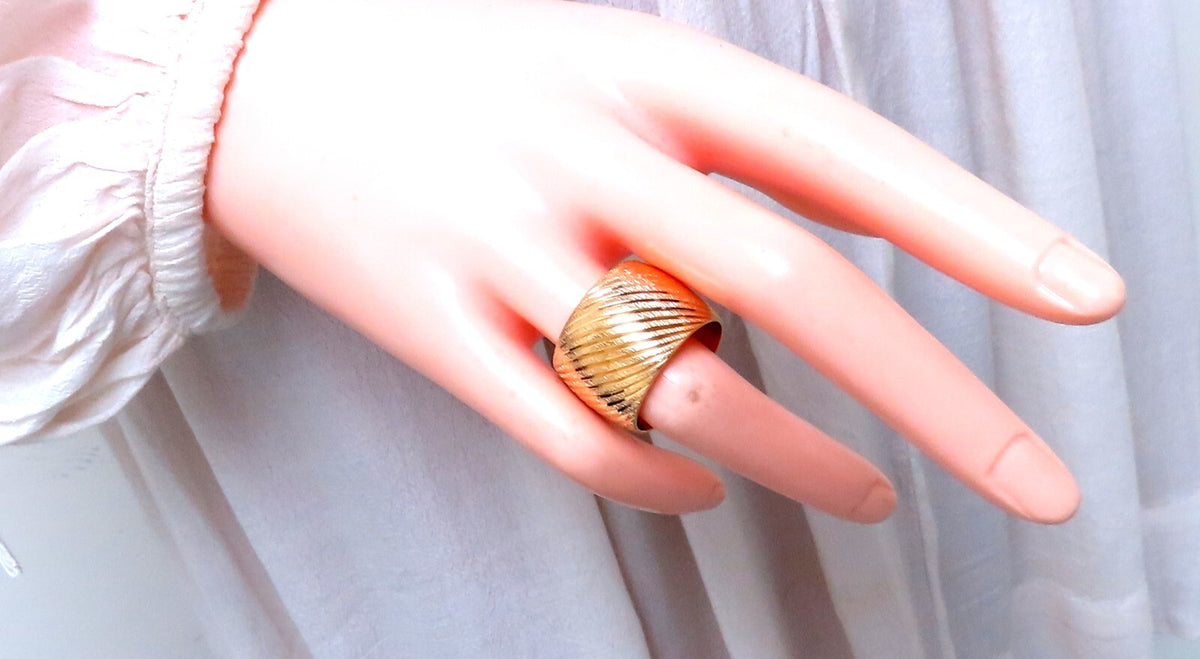 Wide Solid 16mm Band 14kt Gold Ring 9.5 *v