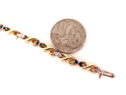 1.16ct Natural Sapphire Diamonds X Link Bracelet 14kt gold *v