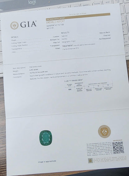 GIA Certified 4.30ct Natural Emerald Diamonds Ring 14kt 11512*v