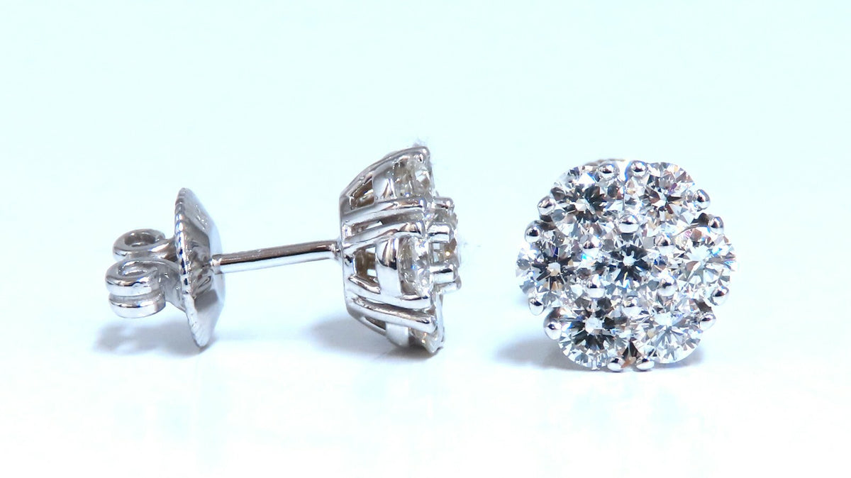 2ct Natural Diamonds Cluster Earrings 14kt *v
