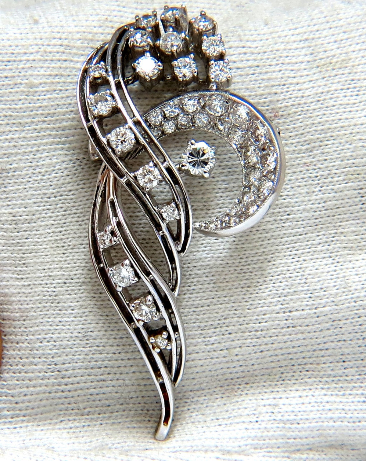 2.00ct Diamonds cluster brooch pendant pin Platinum Estate Cluster Cocktail *v