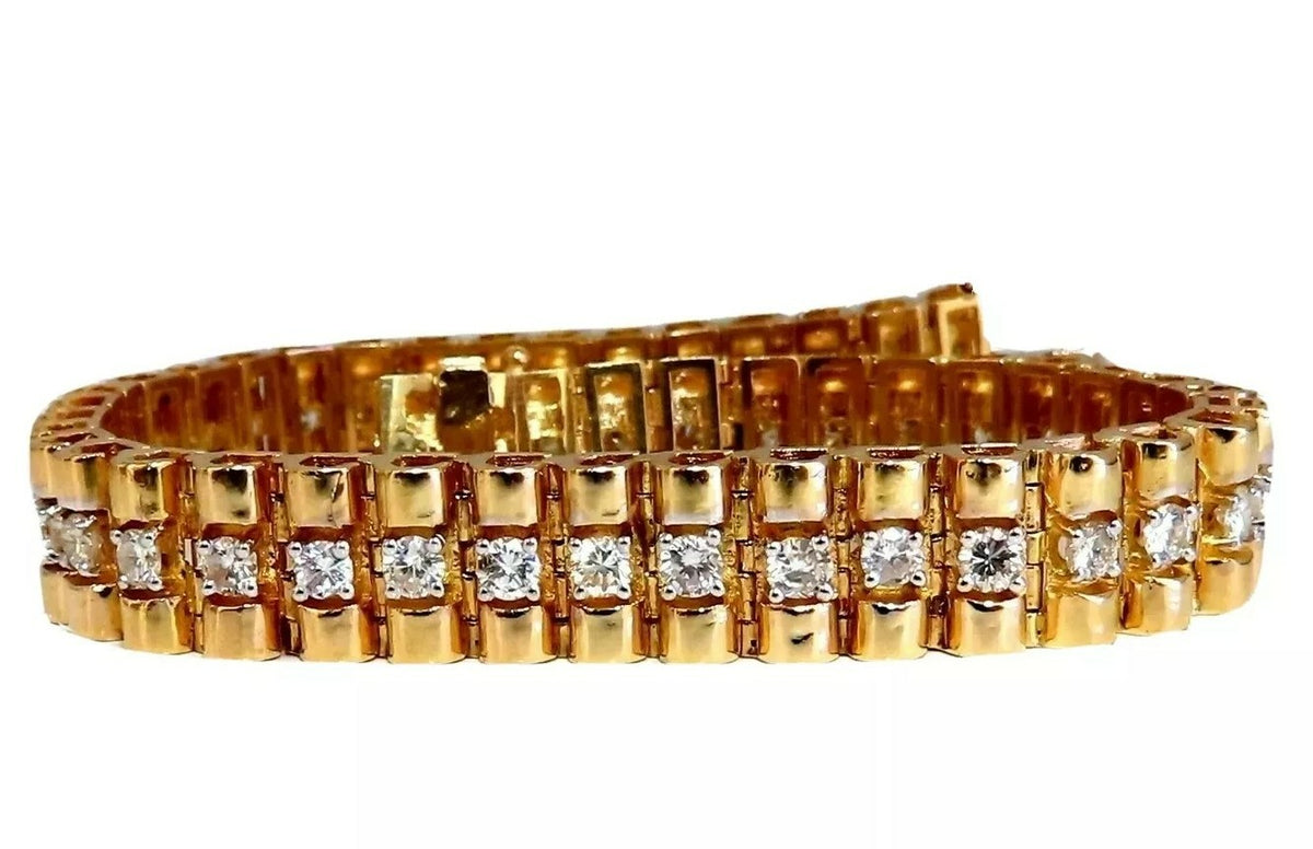 3.30ct natural round diamonds tubular wide bracelet 14 karat 9.4mm *v
