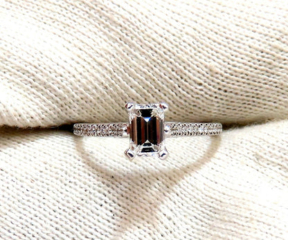 GIA Certified .54ct Natural Emerald Cut diamond ring 18kt gold *v