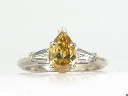 GIA 1.62CT NATURAL FANCY YELLOW DIAMOND RING VIVID & CLEAN 14kt *v