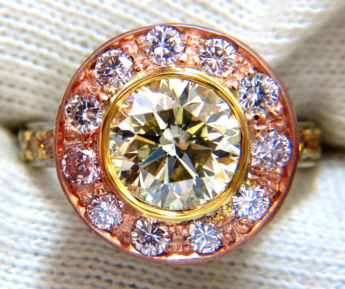 GIA certified 3.67ct Fancy Round Natural Diamond ring circular flush deck*v