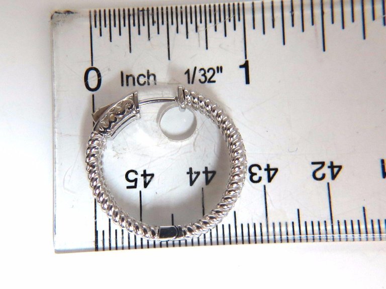 1.75ct natural diamond hoop earrings 14kt g/vs Barley Rope Twist 3D & Button *v