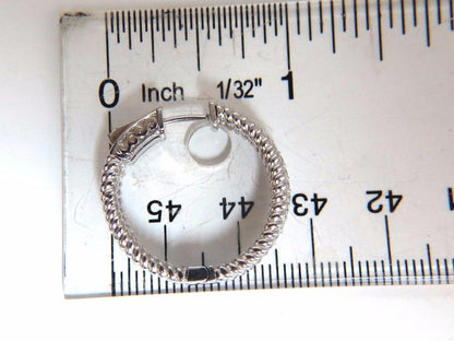 1.75ct natural diamond hoop earrings 14kt g/vs Barley Rope Twist 3D & Button *v