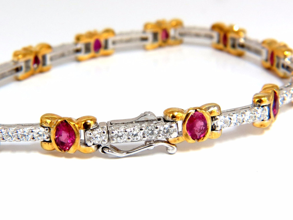 3.76ct natural ruby diamonds tennis bracelet 14kt gold vivid red *v