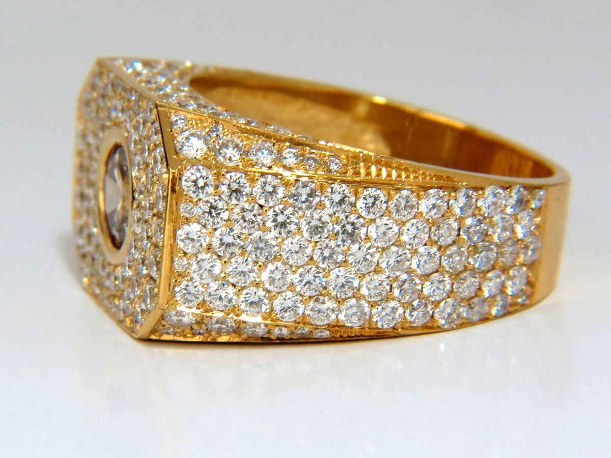 5.60ct. mens natural fancy light brown diamond master bead set pave ring *v