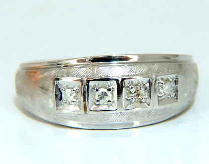 Mens .15ct natural round cut diamonds wide band bead 14 karat *v