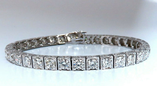 8.42ct Natural Diamonds Tennis Bracelet 14kt Gold Squared Box Bead Set *v