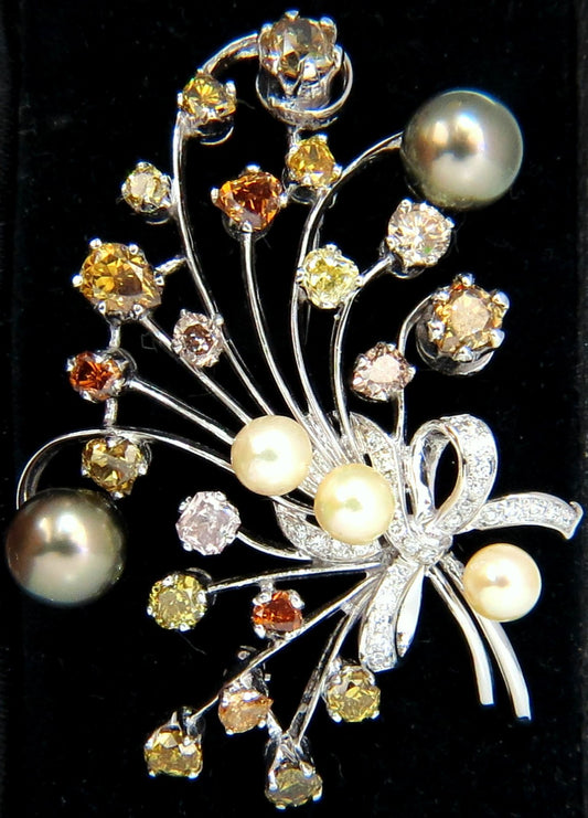 6.00ct NATURAL FANCY COLOR YELLOW ORANGE BROWN PINK DIAMOND PIN 14kt *v