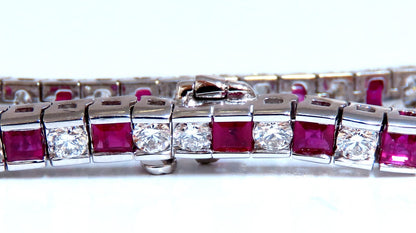 10.03ct Natural Ruby Diamonds Alternating Channel Line Bracelet 14kt *v