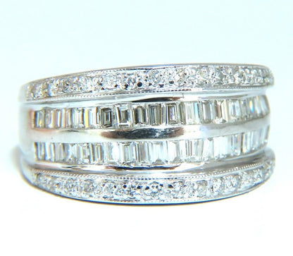 1.70ct Natural Baguette & Rounds Diamonds Band 18 Karat 4-row sandwich deck *v