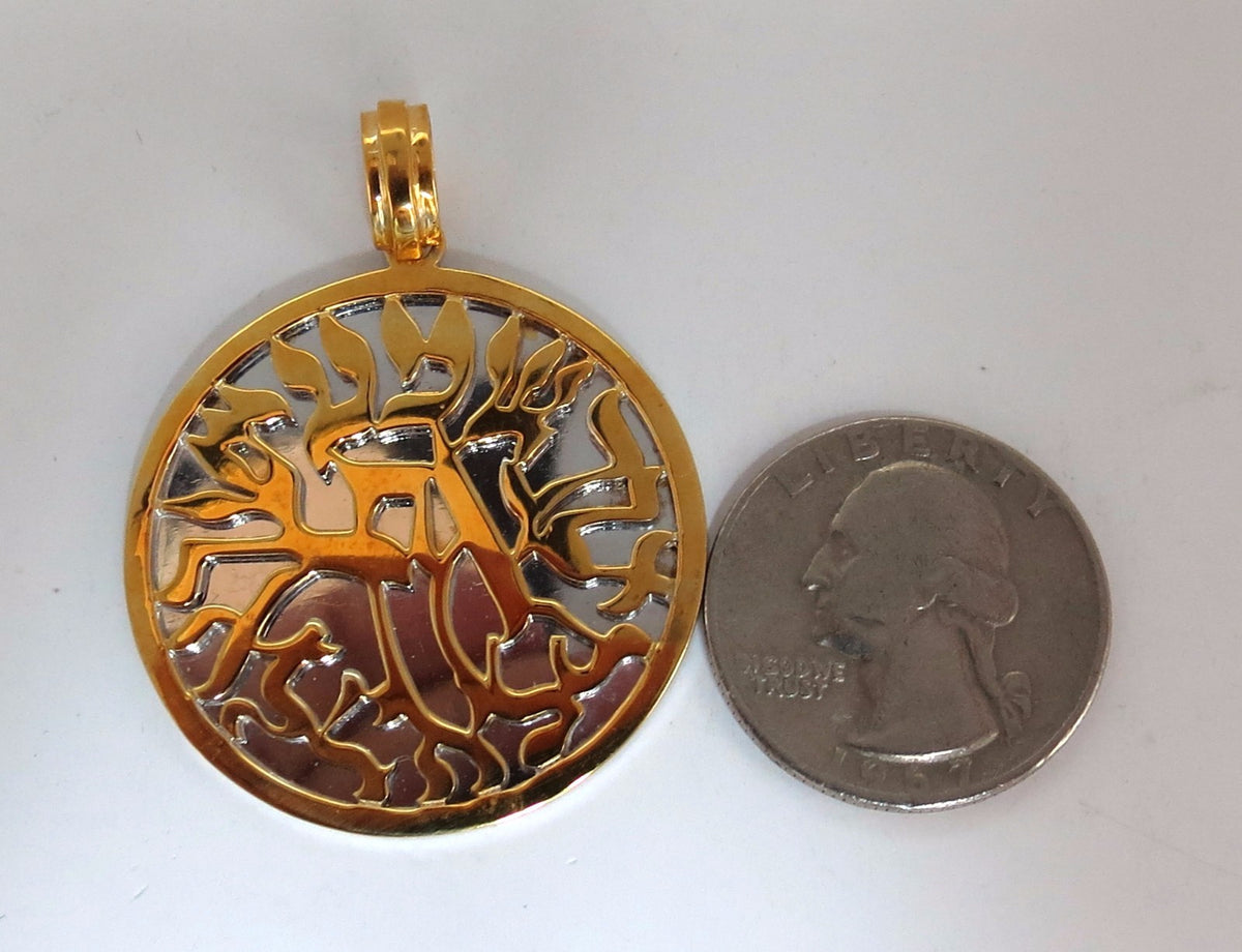 14kt Jewish Prayer Pendant Kabbala Flaming Letters 3D Shma Israel *v