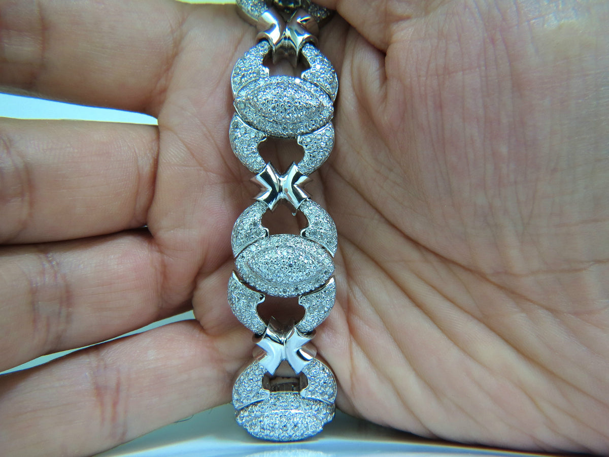 17.20CT NATURAL DIAMONDS LINK BRACELET 14KT F/G VS MODERN DECO 14kt GOLD *v