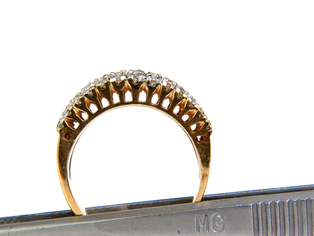 1.23CT NATURAL DIAMONDS BAND RING H/VS CLASSIC 3 ROWS 14KT GOLD *v