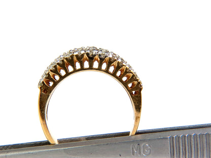 1.23CT NATURAL DIAMONDS BAND RING H/VS CLASSIC 3 ROWS 14KT GOLD *v