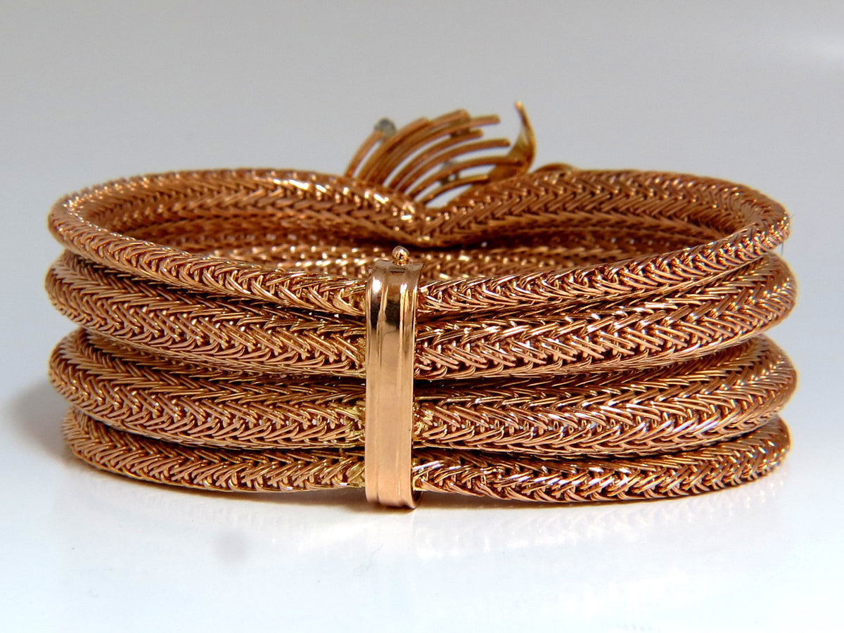 Vintage Argentina Republic 18kt Flex Mesh Tubular .50ct. Diamonds Bracelet *v