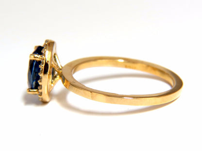 2.18ct natural vivid blue sapphire diamonds ring 18kt petite halo *v