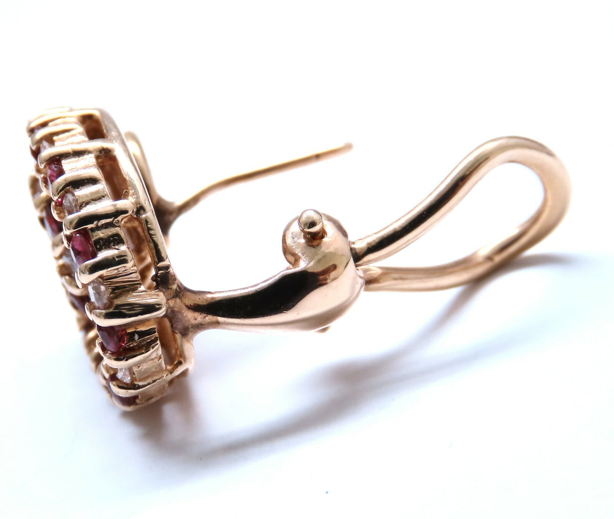 1.15ct. Natural Ruby Diamond Swirl Clip Earrings 14kt gold *v