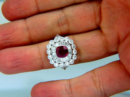 Ballerina Cocktail Cluster No Heat Ruby Diamond Ring 4.58ct. 18 Karat*V