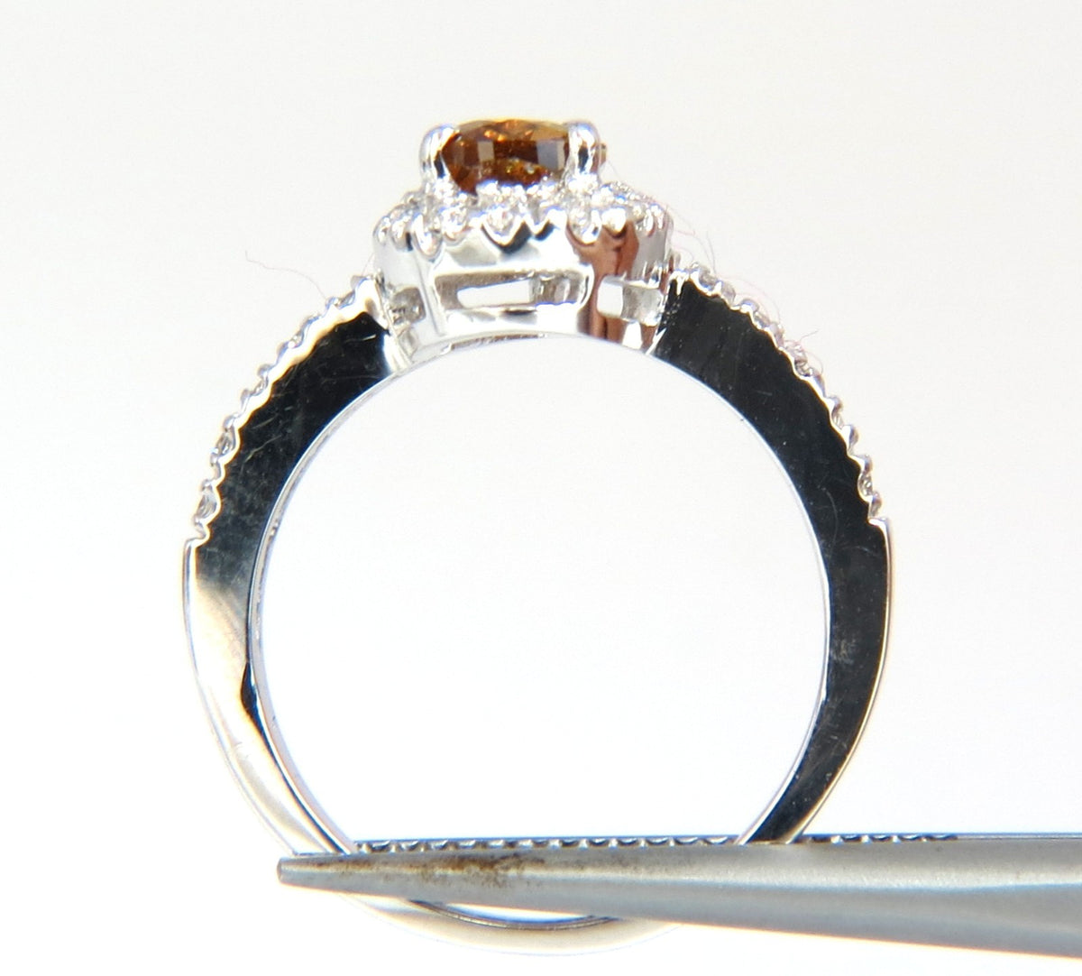 1.60ct. natural fancy color yellow brown diamonds halo ring 14kt *v