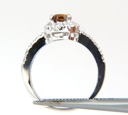 1.60ct. natural fancy color yellow brown diamonds halo ring 14kt *v