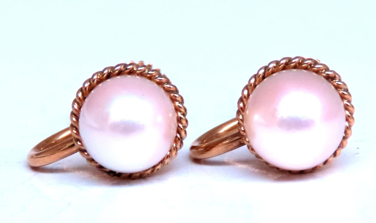 Federalist 7.50m Vintage Pearl Functional Lobe Screw Earrings 14kt gold 12598 *v